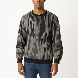 Top Notch Vintage Camo Metallic Black Silver Sweater Size Large